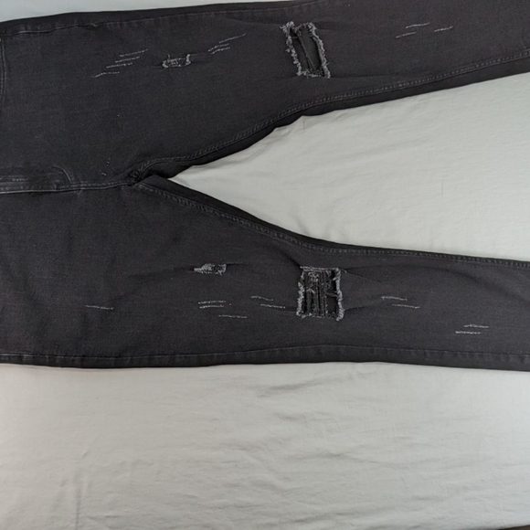 serenade Jeans Serenede Black Denim Distressed Jeans Dark Wash Slim